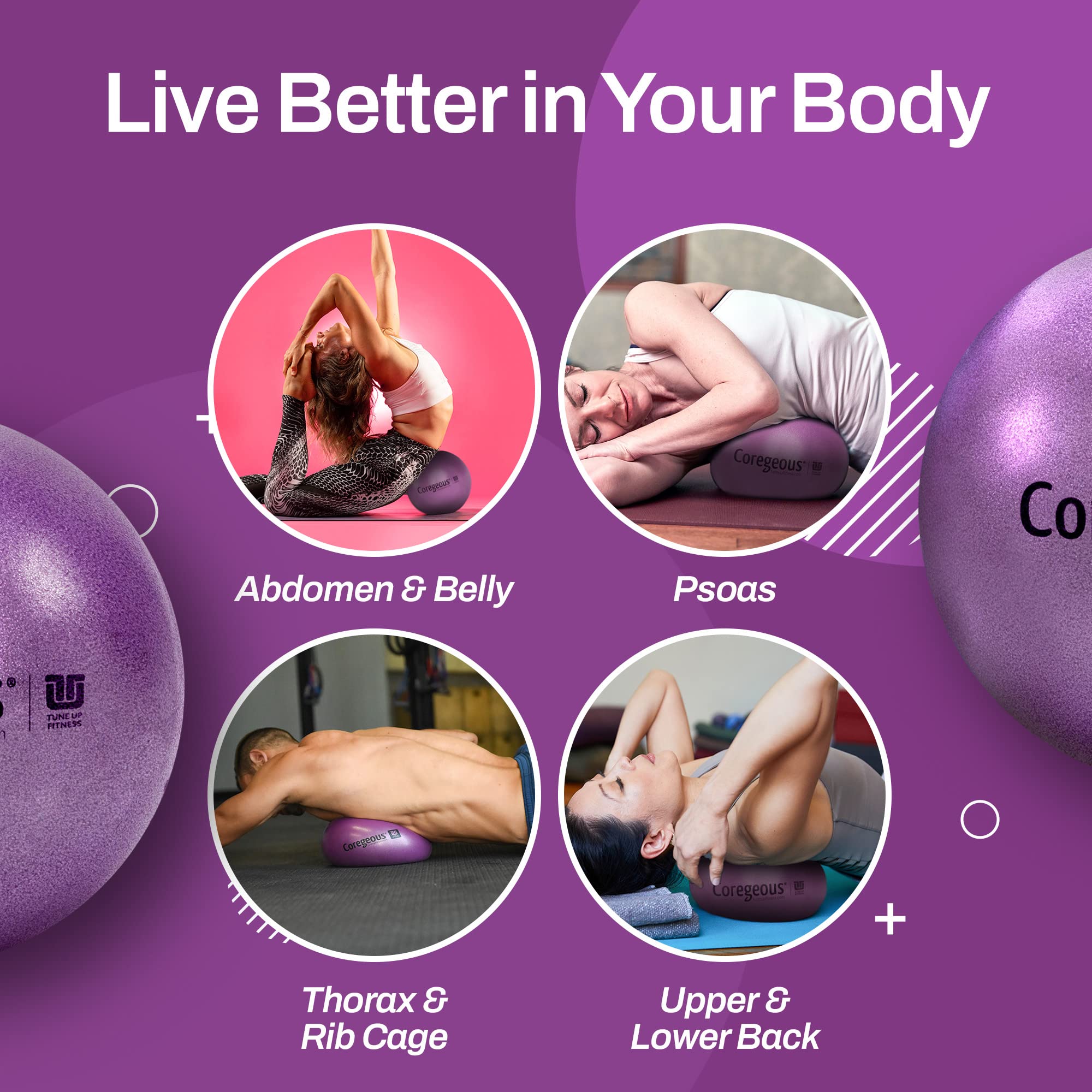 Coregeous Ball used for low back and abdominal wall release