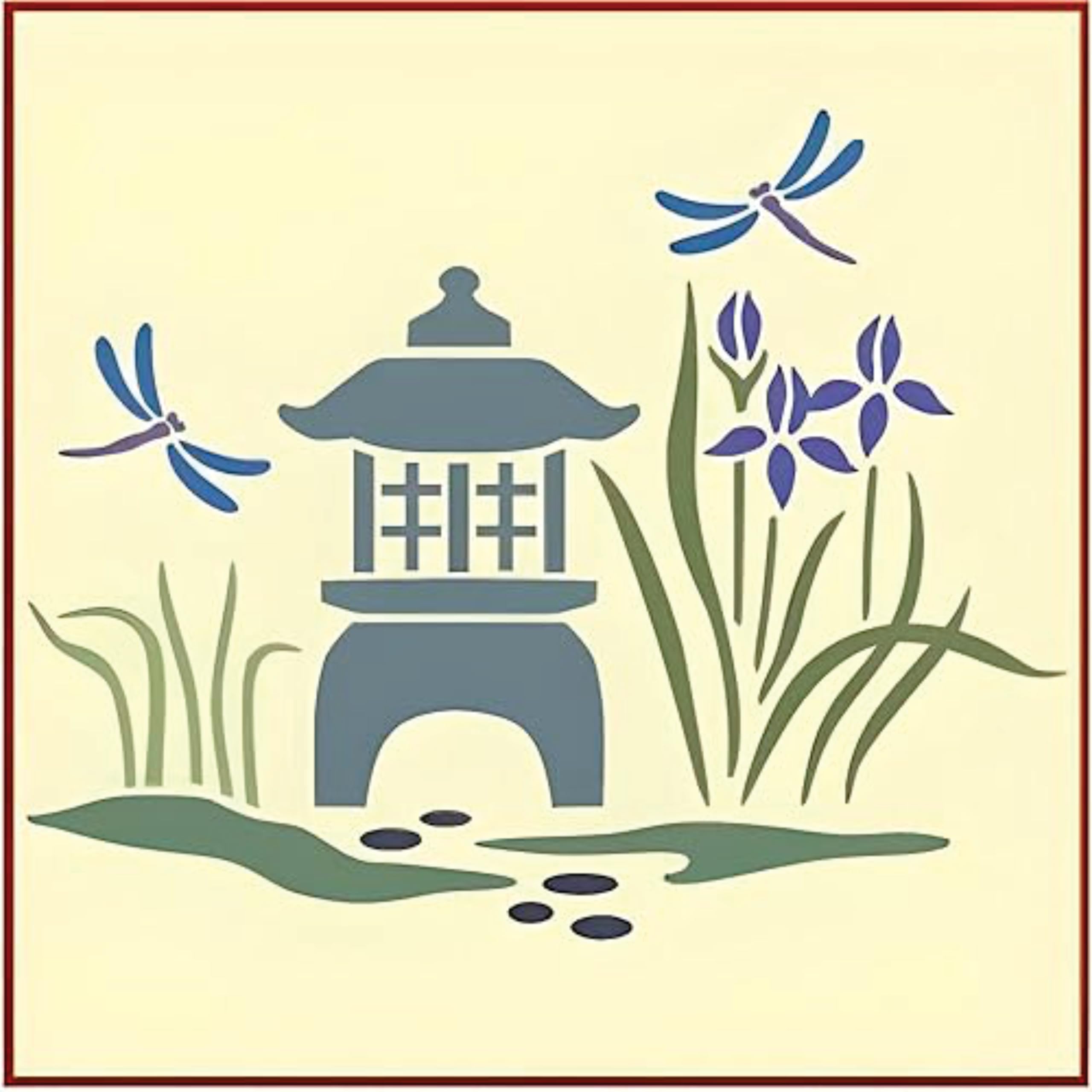 Iris Lantern Stencil Template used for wall art and furniture