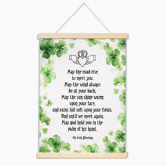 Irish Blessing Wall Hanging size 11.8 x 17.8 inches with pine wood and cotton rope