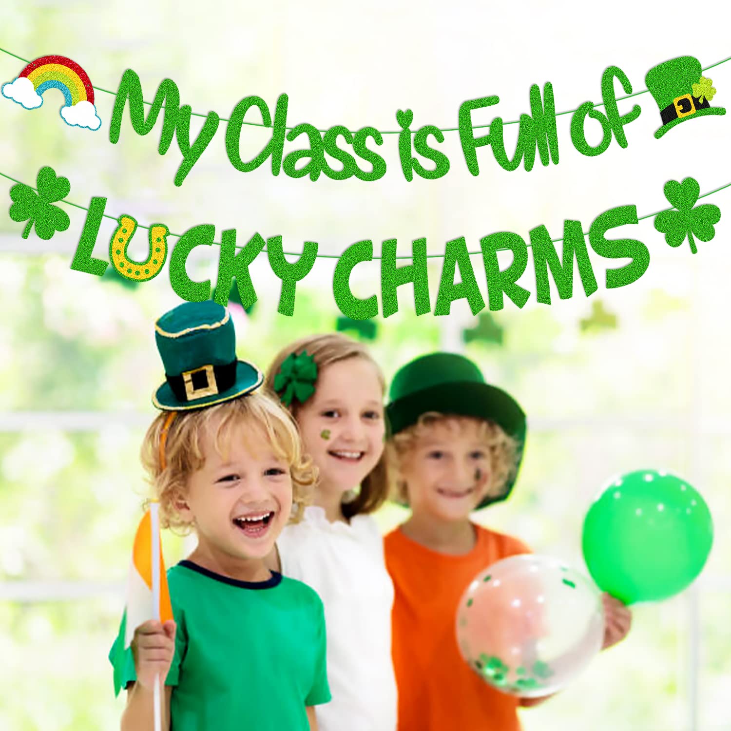 Perfect for preschool birthday or classroom party decor with lucky clover theme