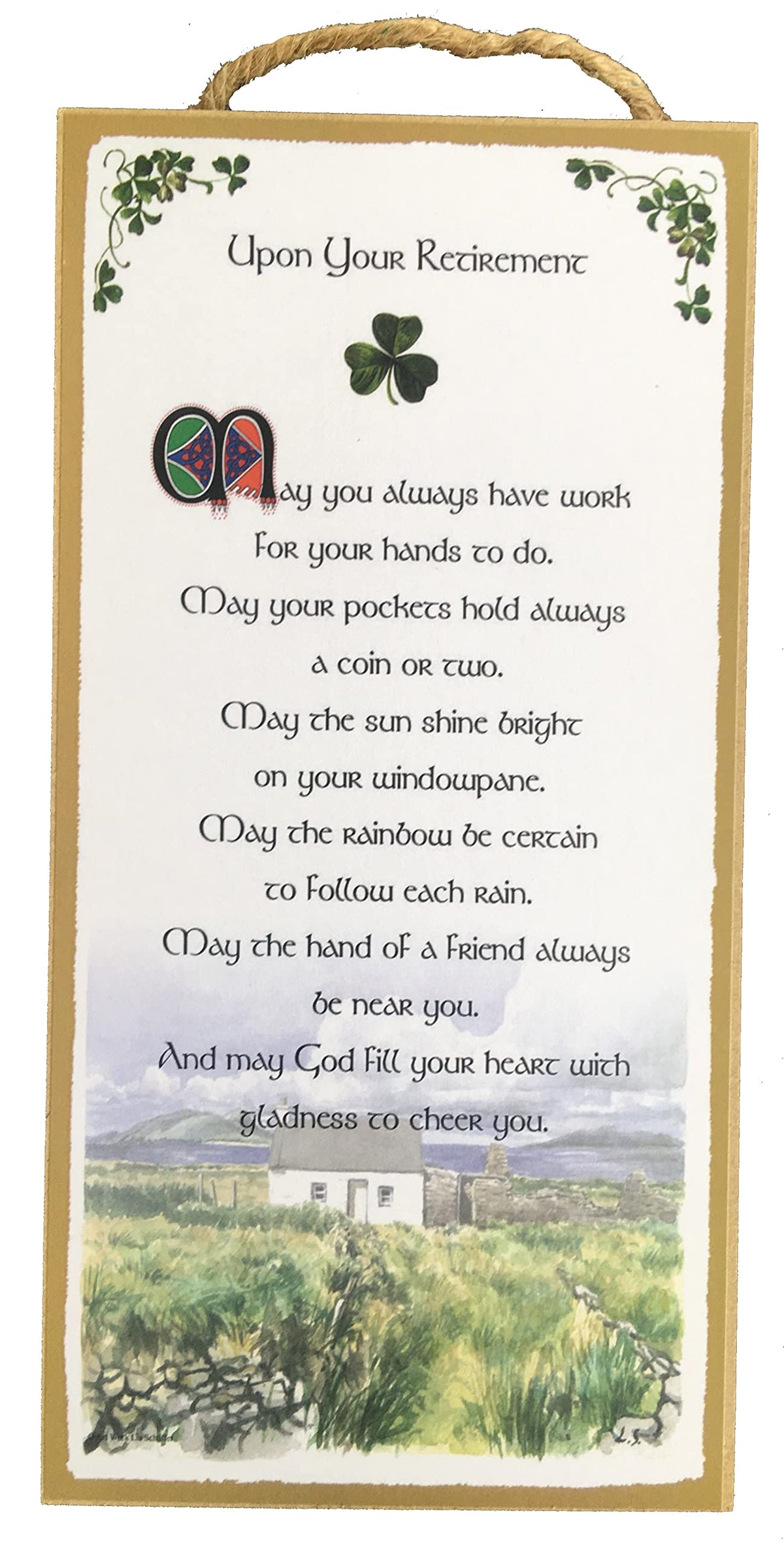 Irish Retirement Blessing hanging wooden plaque 5x10 inch