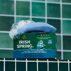 Sea Salt Cedarwood scented Irish Spring 3-in-1 Bar Soap for men