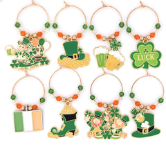 Irish wine glass charms with leprechaun hat design