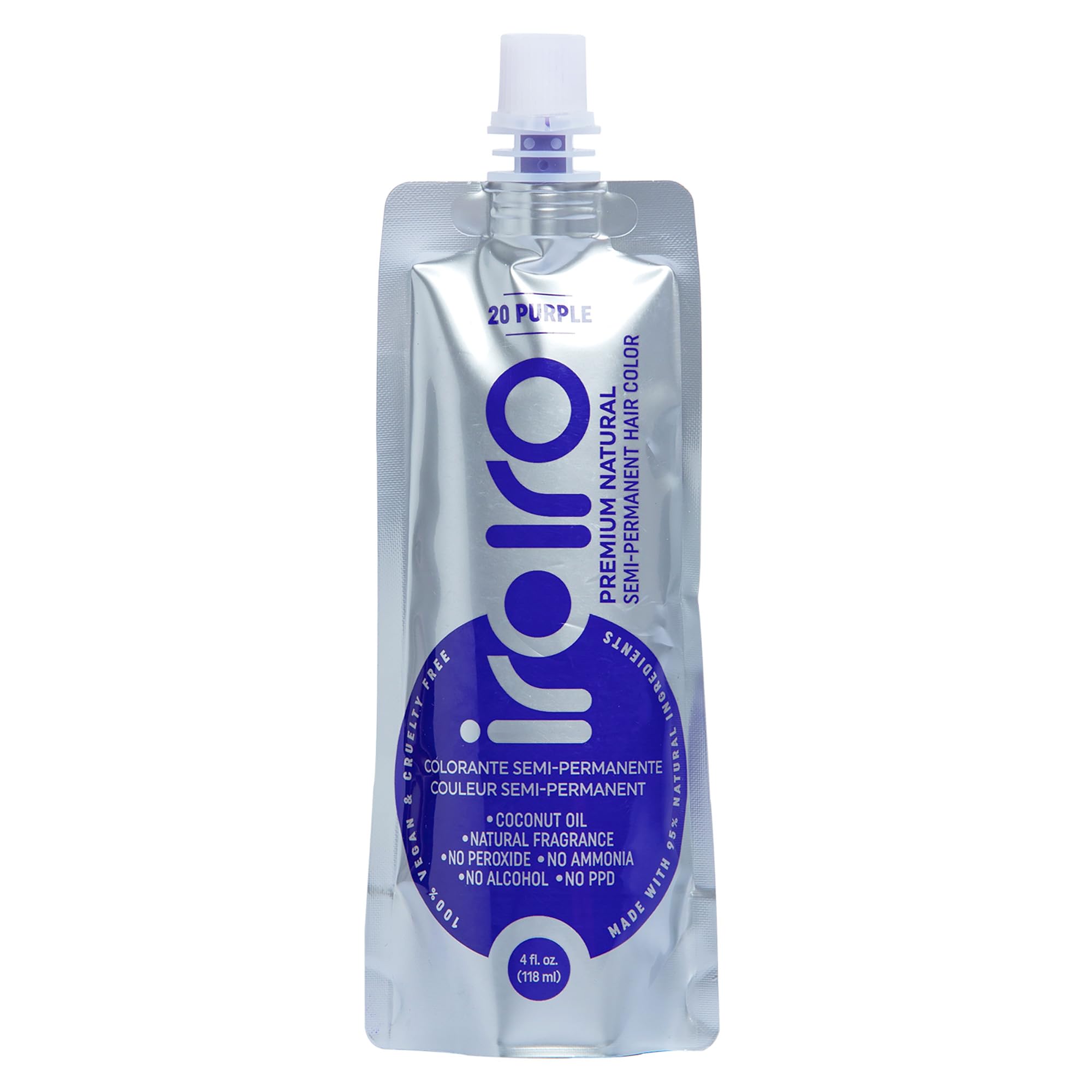 Iroiro 20 Purple Premium Natural Semi Permanent Hair Color packaging in eco-pouch