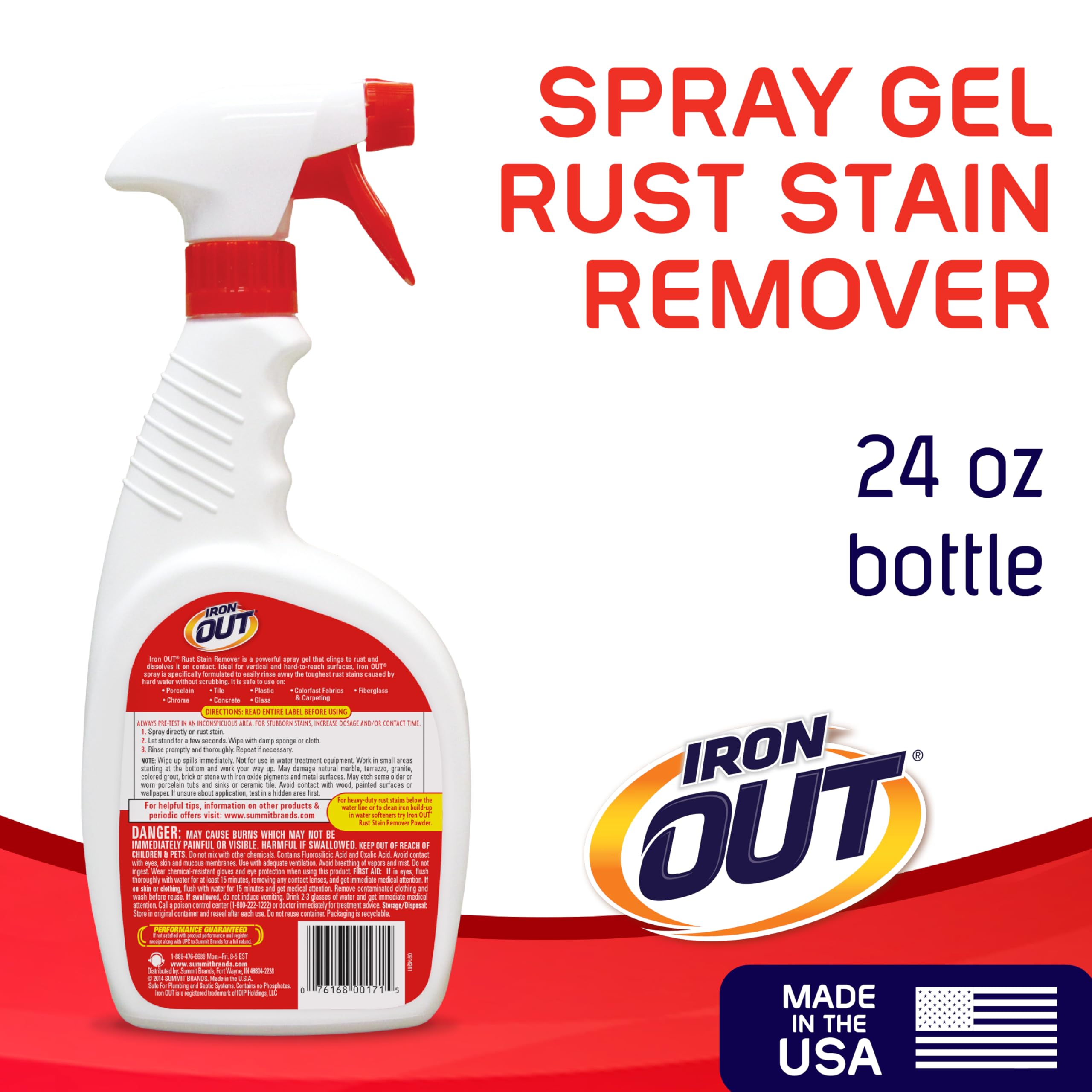 Iron OUT Rust Stain Remover Spray packaging label