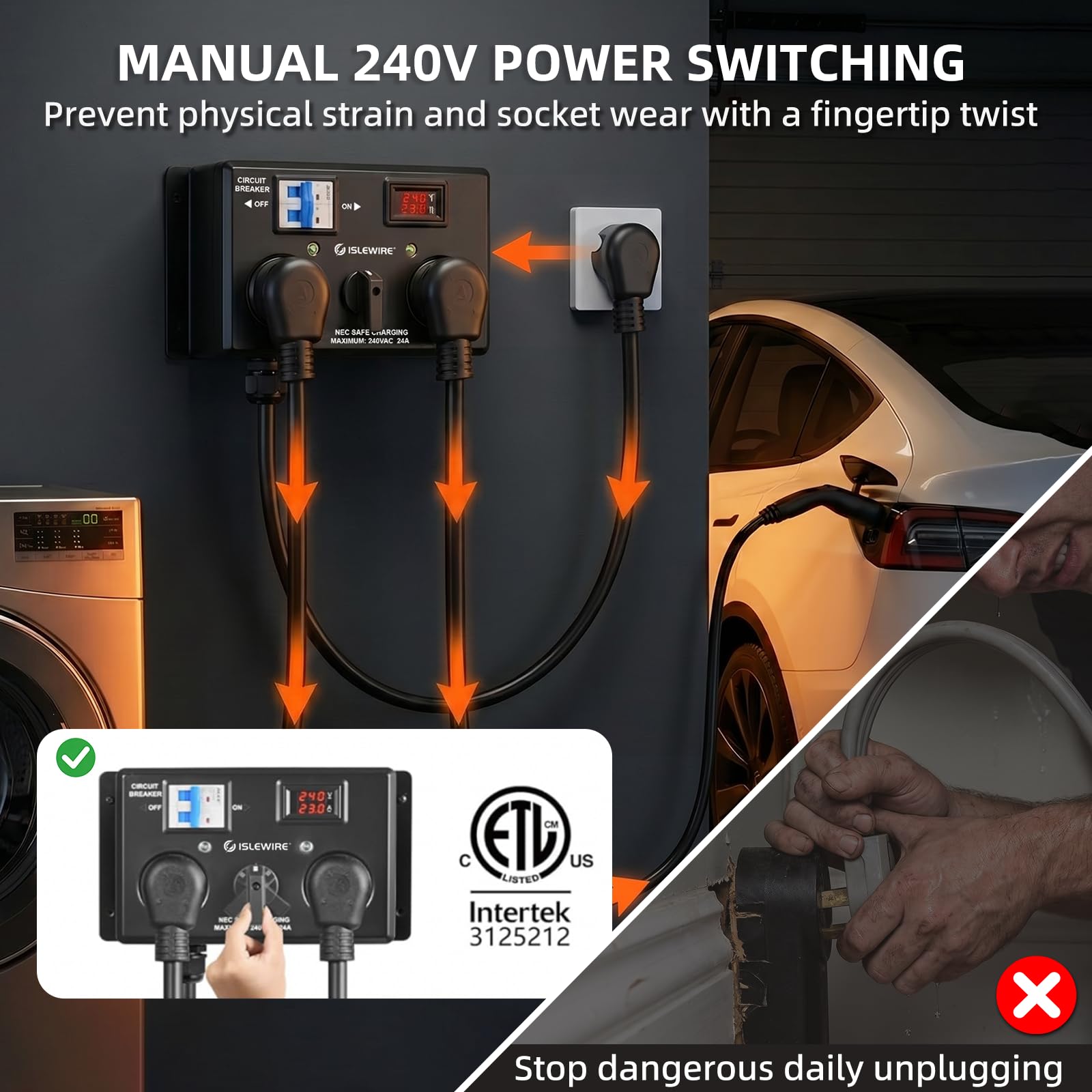 islewire NEMA 10-30P plug and dual NEMA 10-30R outlets image
