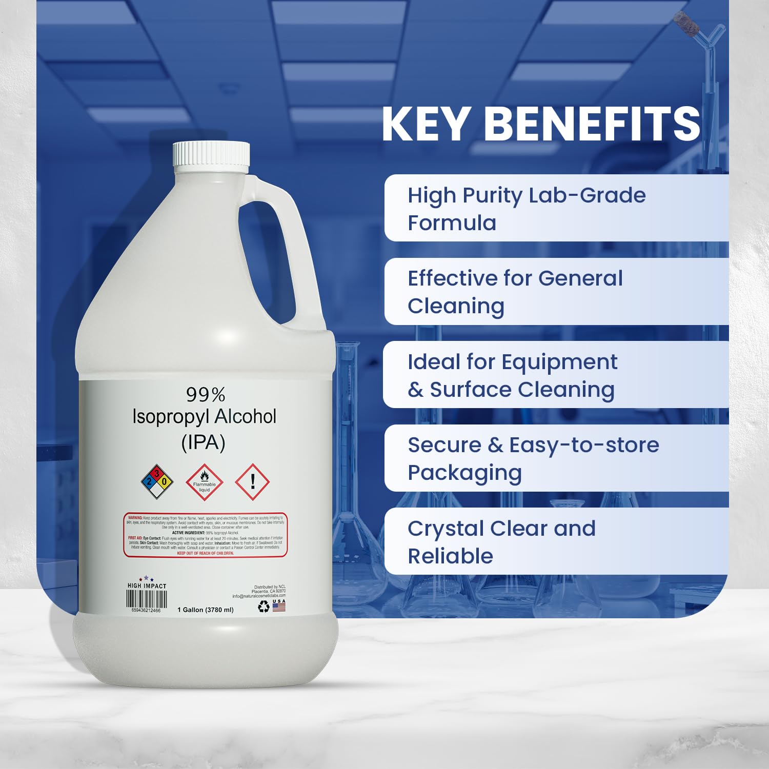 USA made Isopropyl Alcohol packaging 8 pounds