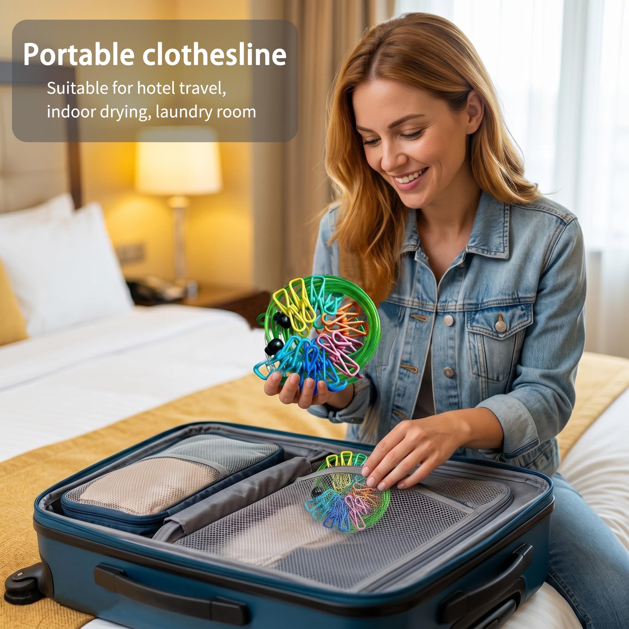 Velvet storage bag included with ISQ clothesline