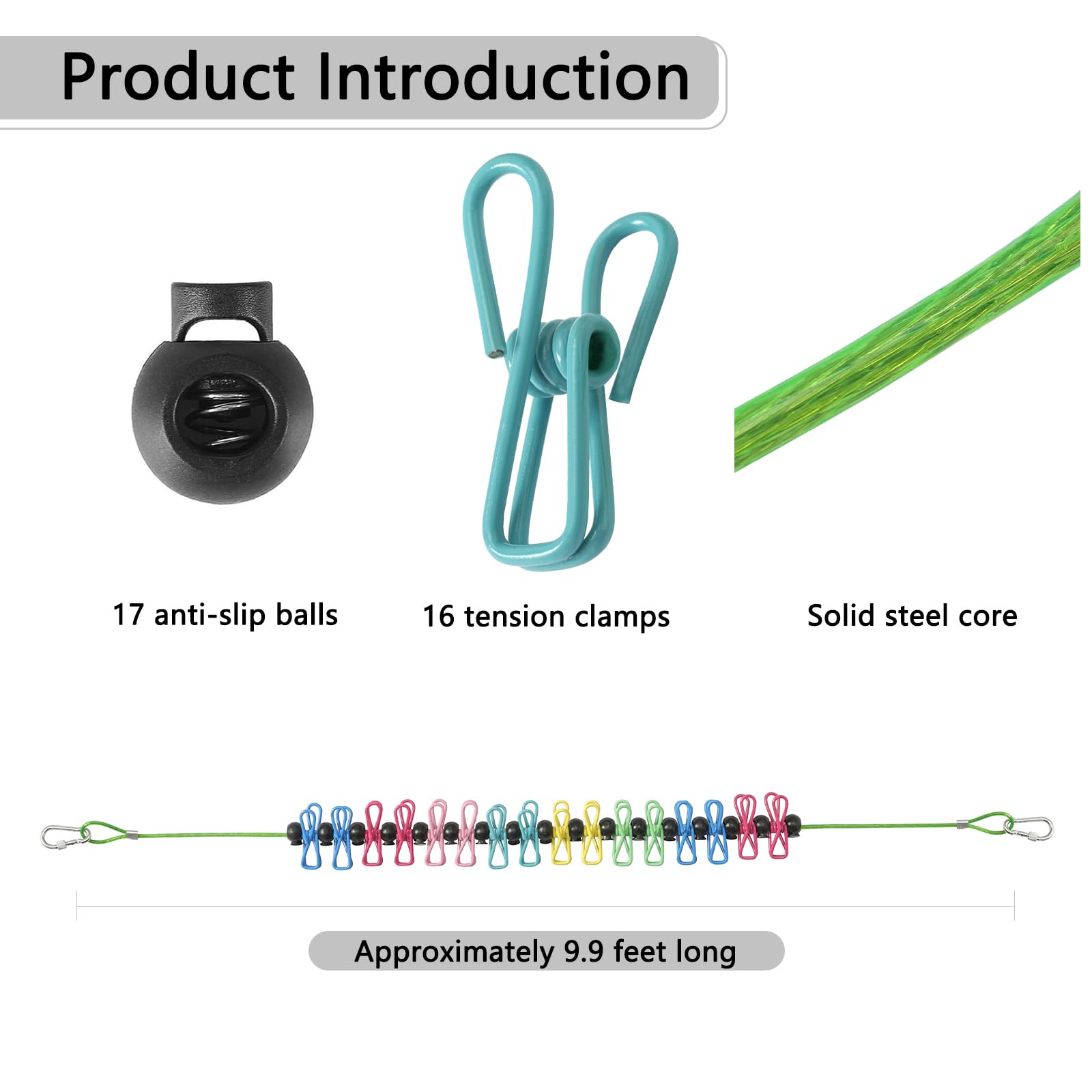 9.9 feet length steel core outdoor clothesline