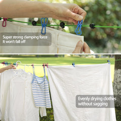 Clothesline ends with reinforced safety clips