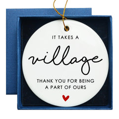 It Takes a Village white heart ceramic ornament