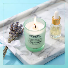 Lavender scented candle detail