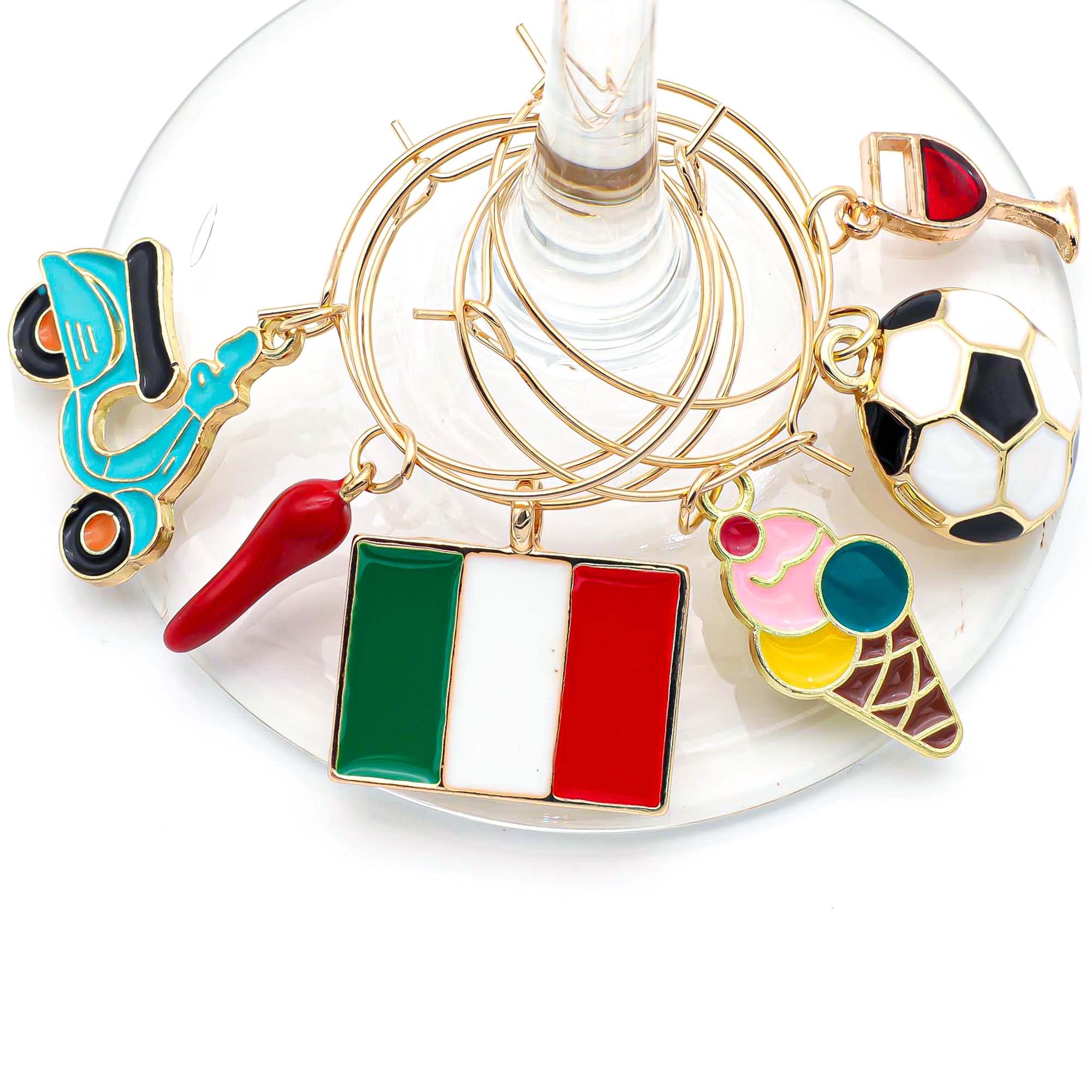 Italian horn charm for wine glass