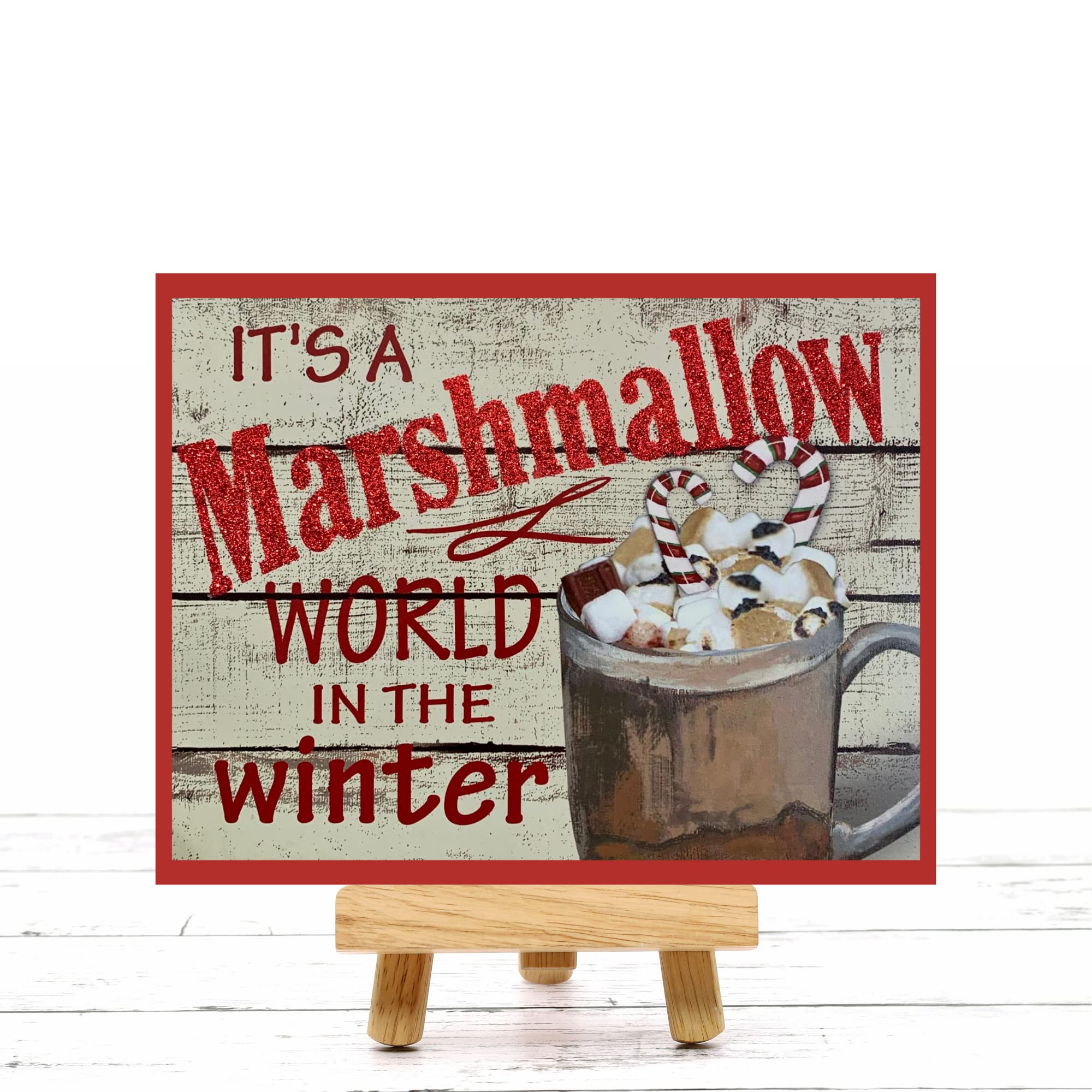 Its A Marshmallow World In The Winter Holiday Door Hanger 8x10 aluminum sign indoor outdoor