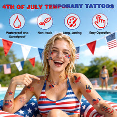 Patriotic face tattoos with USA flag designs