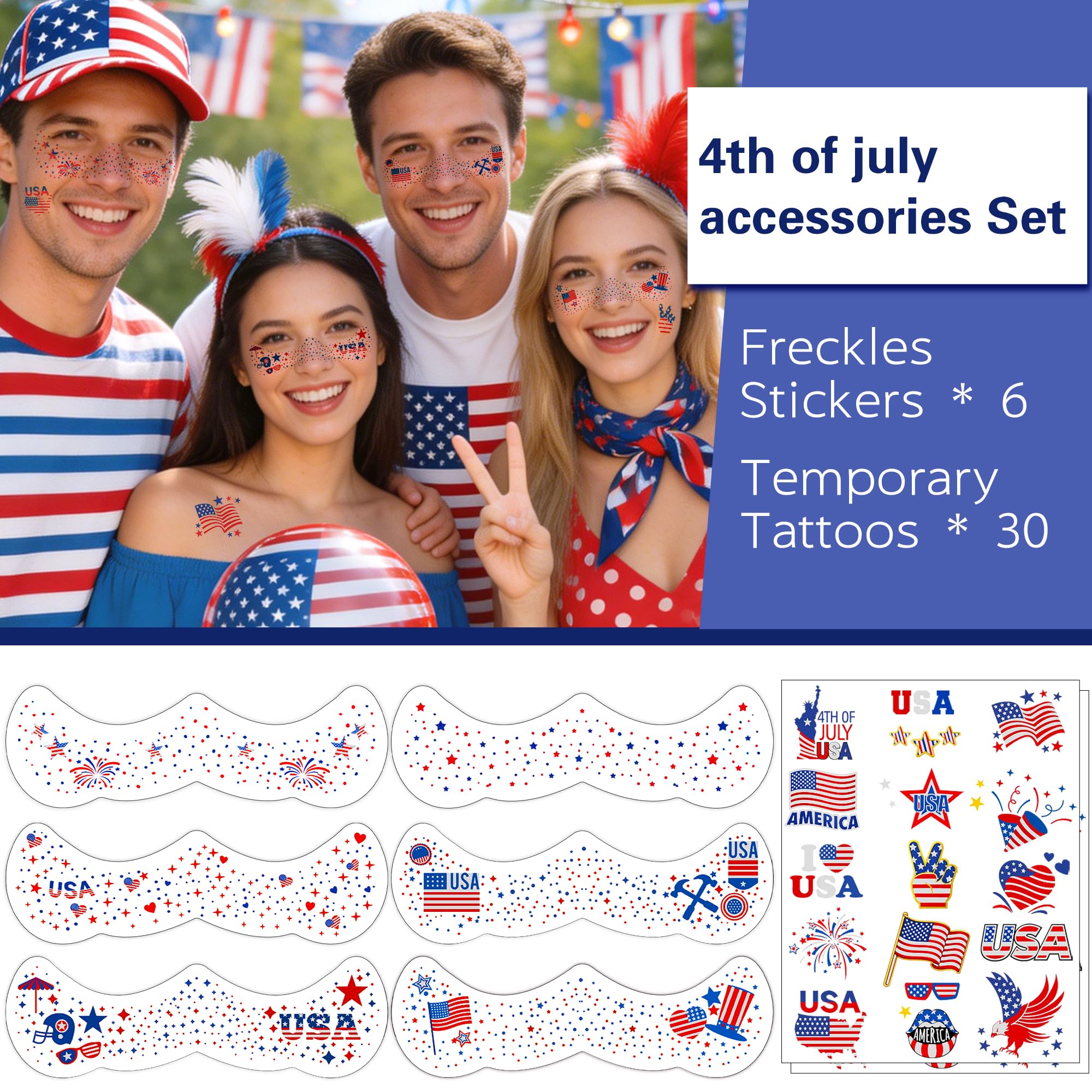 US flag star freckle tattoo designs for Independence Day