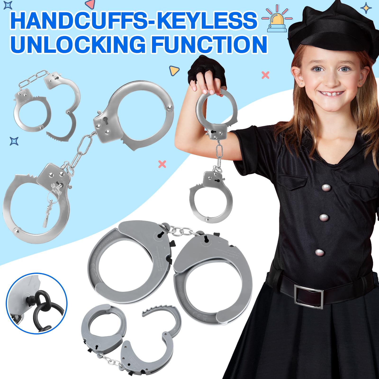 Police badge and headset included in IVENRXIU role play set