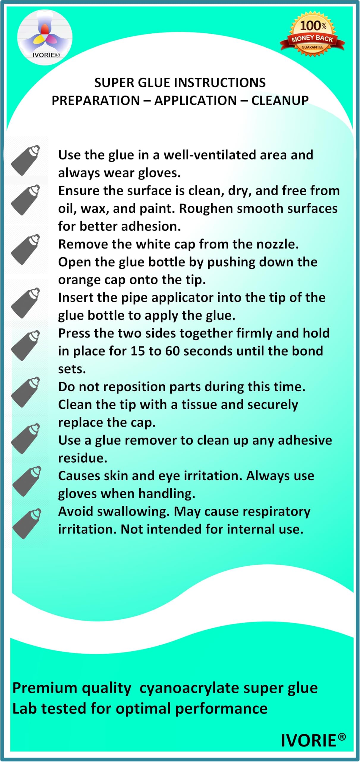 Transparent clear IVORIE glue for bonding fine gaps