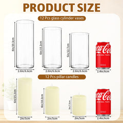 Ivory pillar candles three heights 3 in 4 in 6 in