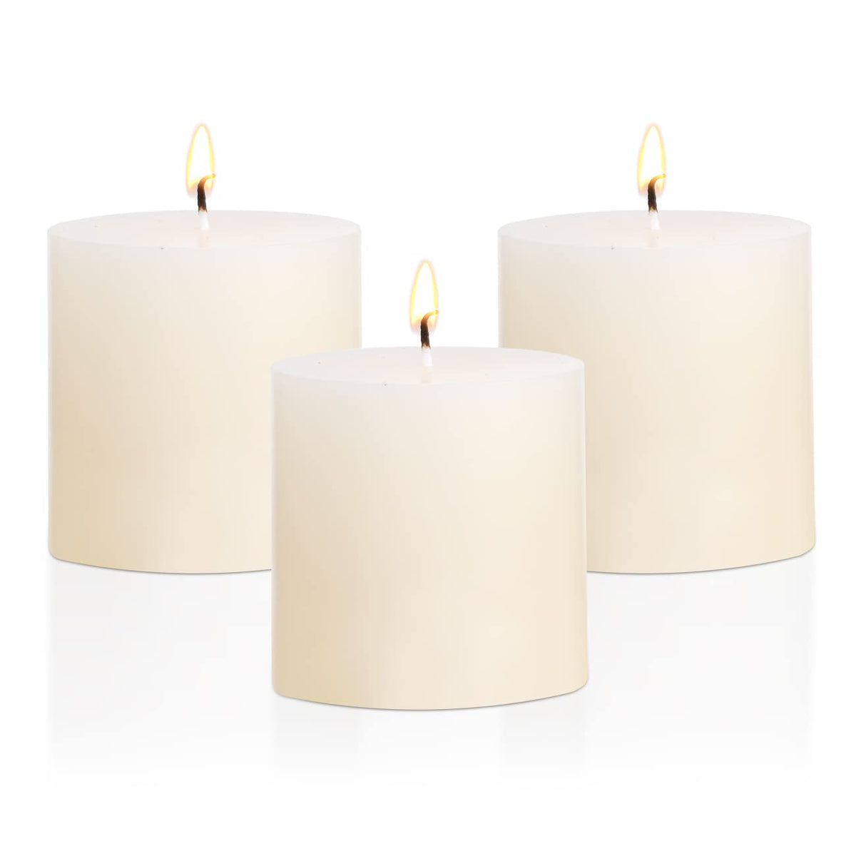 Ivory 3x3 pillar candles set of 3 with smokeless wick