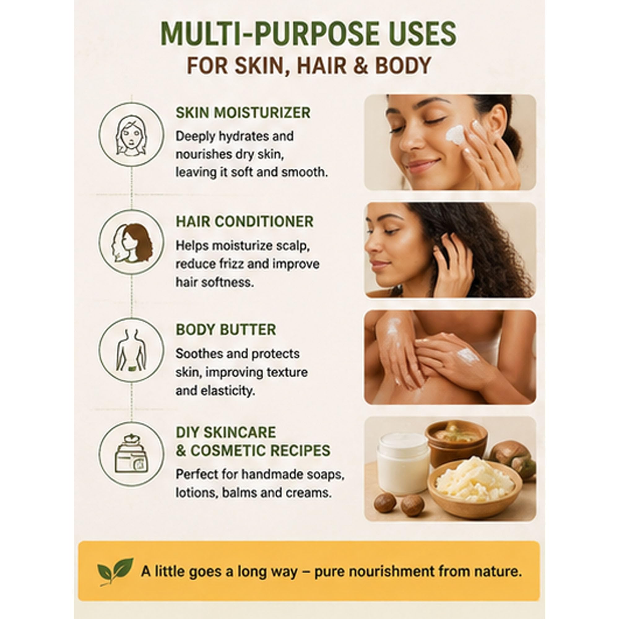 Creamy African shea butter ideal for hair and skin