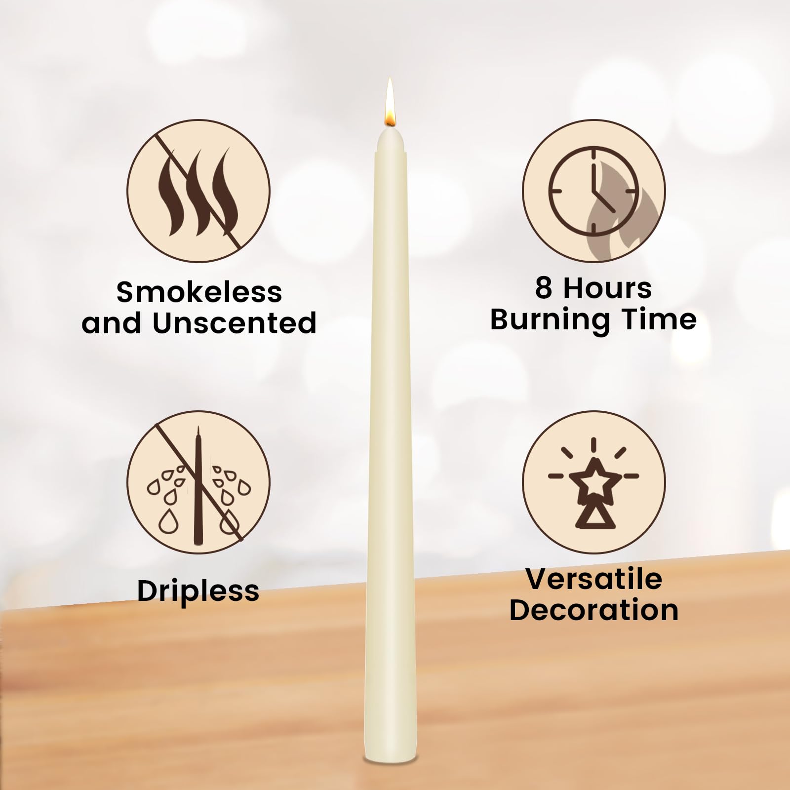 dripless ivory taper candles 10 inch long burn