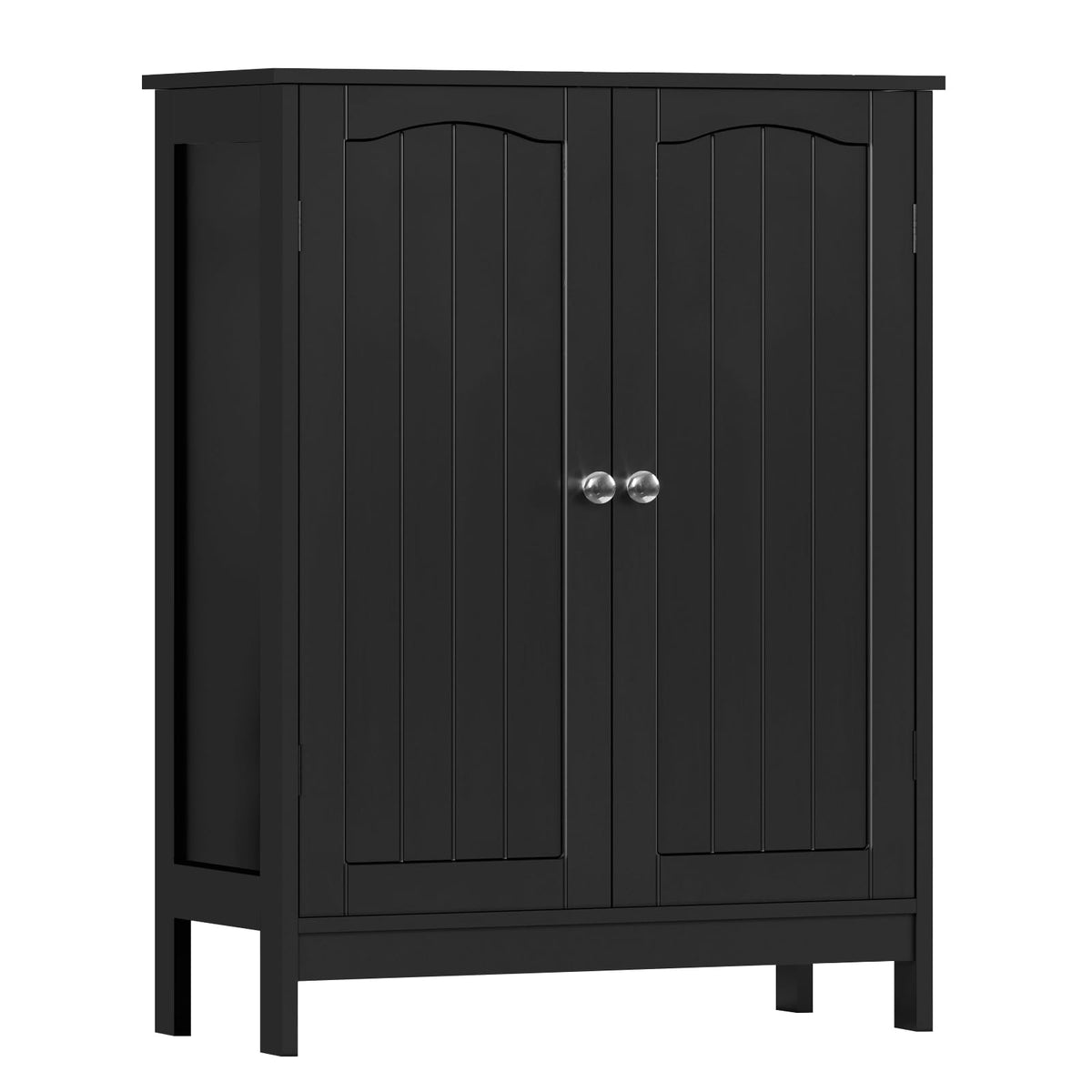 Iwell Bathroom Cabinet front view 2 doors black finish