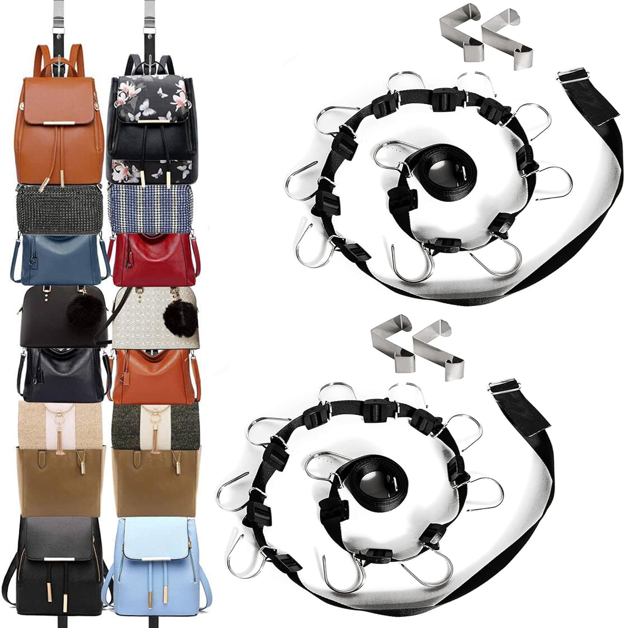 IZUS bag organizer rack holder purse hanging 20 hooks white image 1