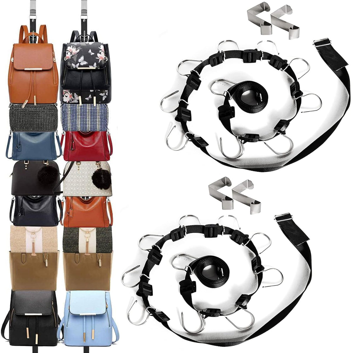 IZUS bag organizer rack holder purse hanging 20 hooks white image 1