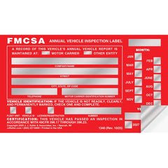 DOT regulations compliant annual vehicle inspection label from J. J. Keller