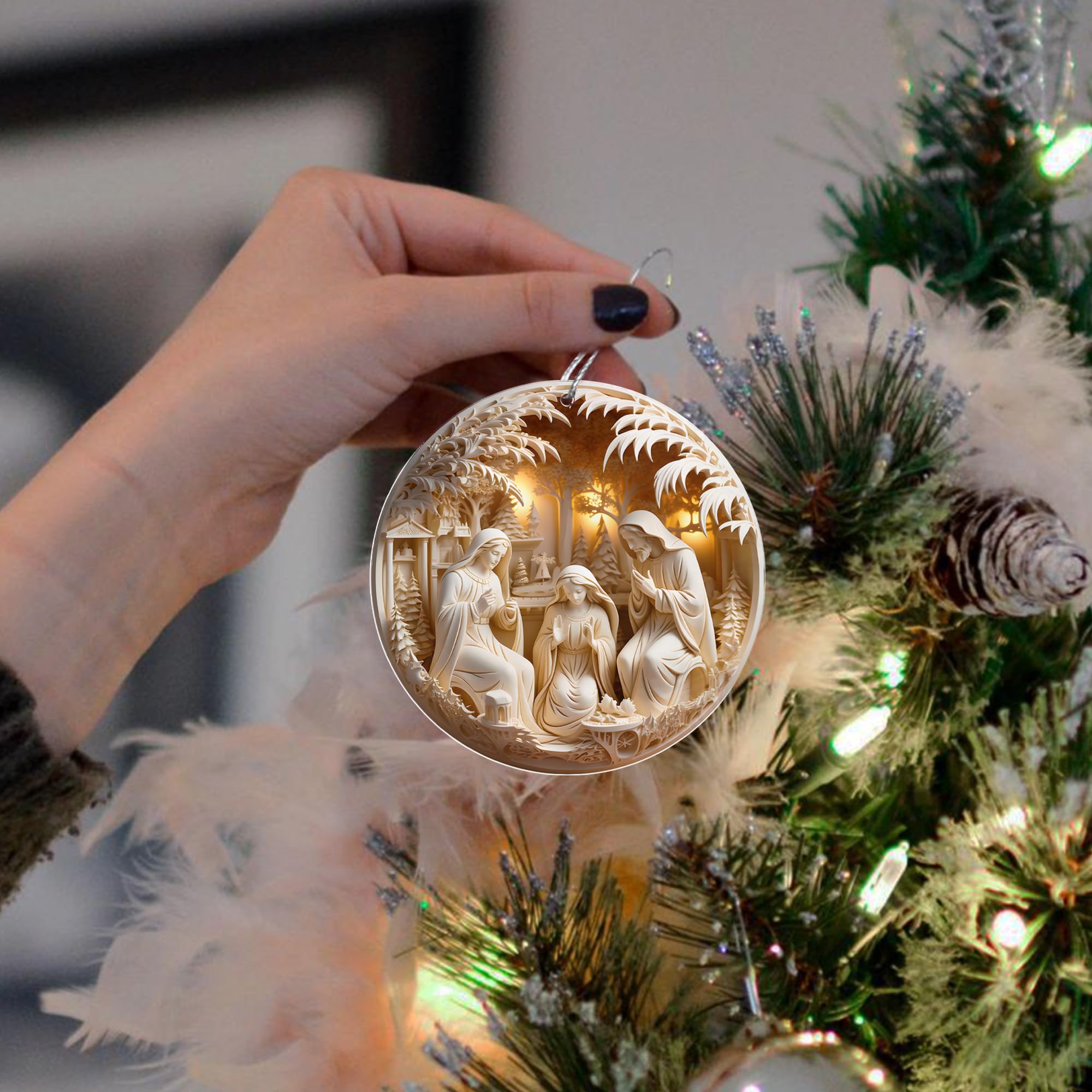 Jabihome 2025 collectible ornament with stained glass effect
