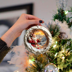 Santa Sunrise stained glass effect ornament by Jabihome year 2025