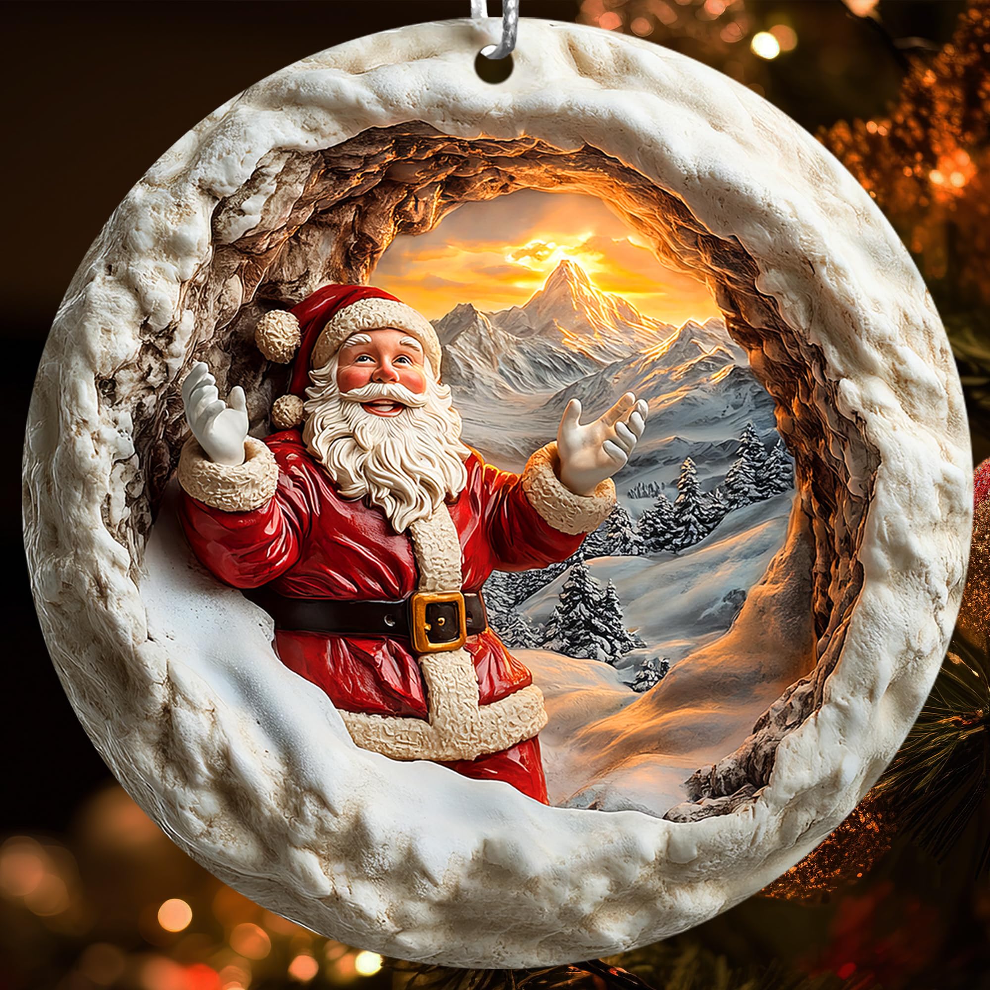 Jabihome Santa Sunrise ornament for tree