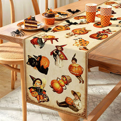 Jack-o-lantern Halloween table runner design