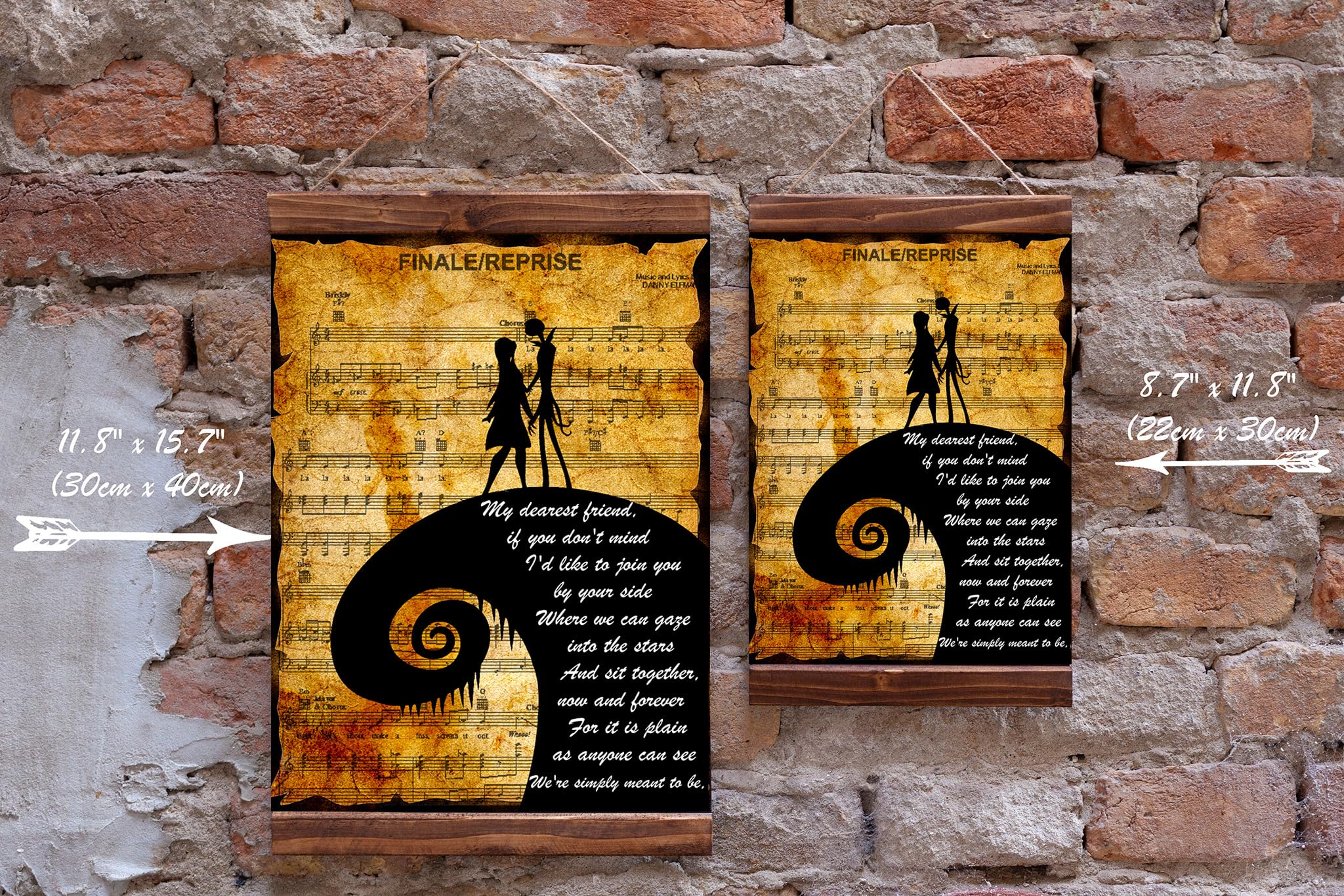 Jack Skellington Sally sheet music canvas print close up