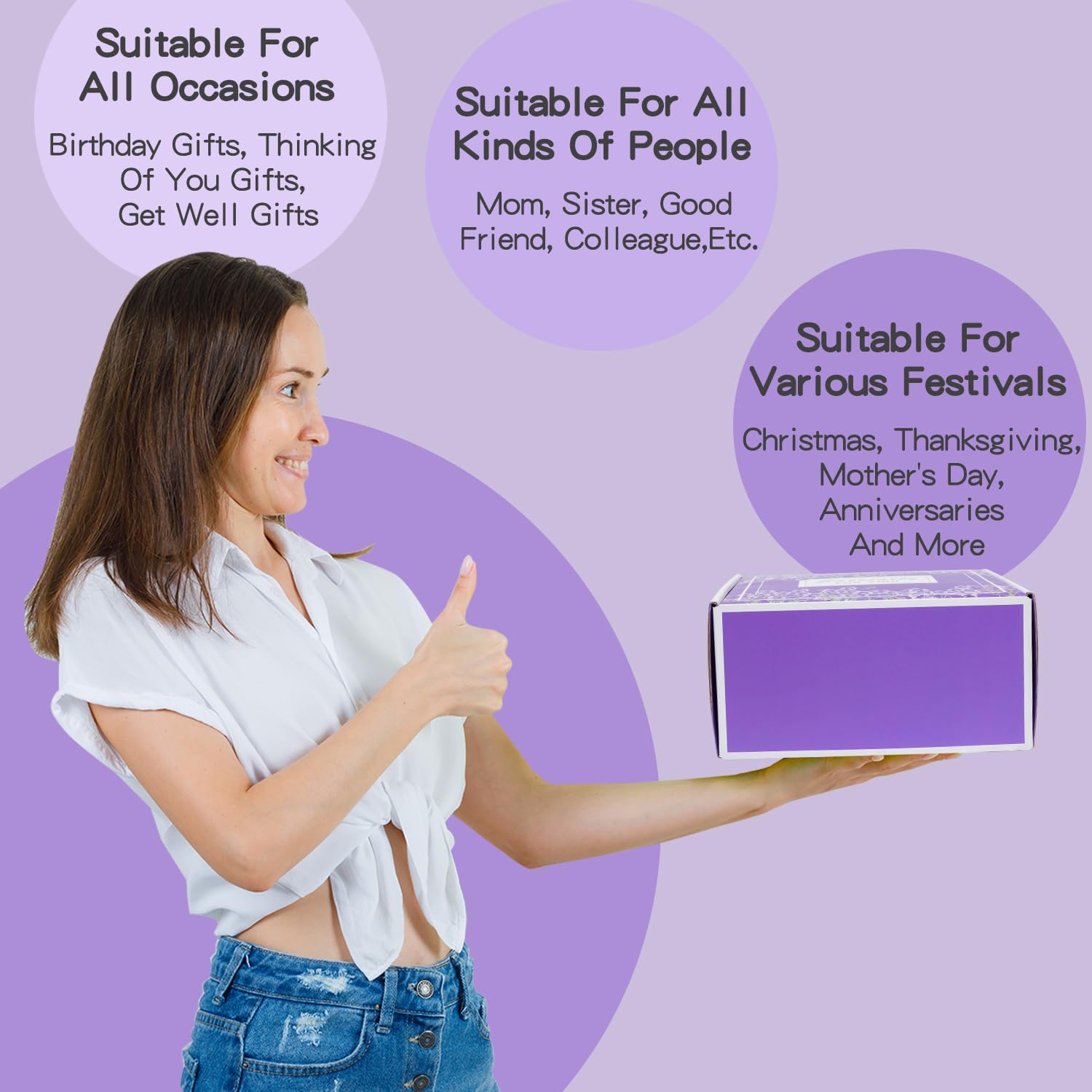 purple gift box packaging for birthday gifts