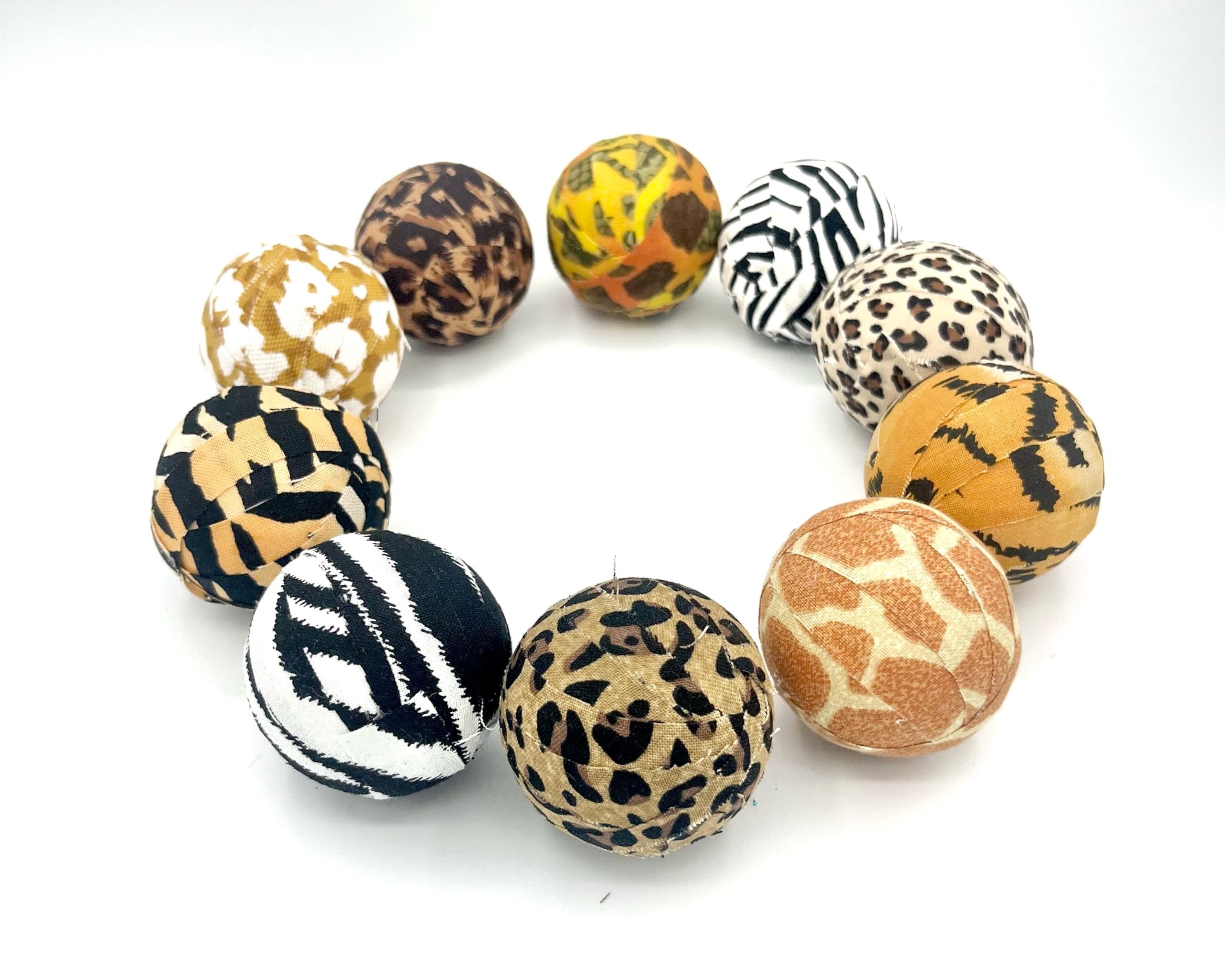 Leopard print fabric wrapped ball set 10