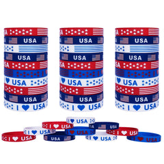 JAKADYUKS American Flag Silicone Bracelet 40Pcs set