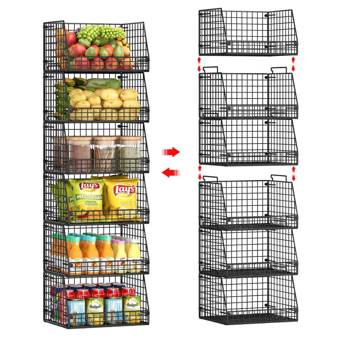 Jakyitvi stackable pantry baskets on shelf
