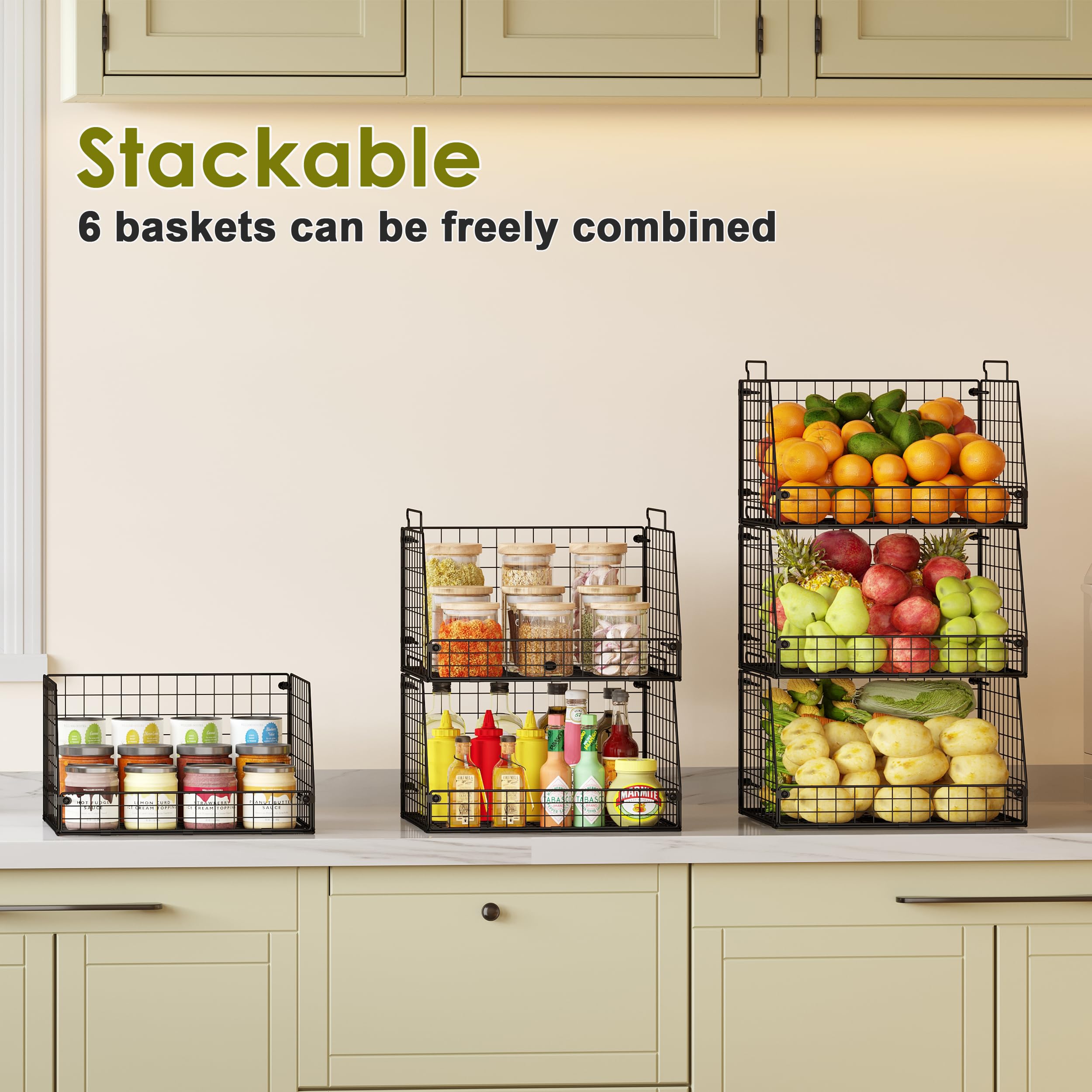 Open-front wire pantry basket for easy access