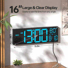 Large 16.2 inch display clock showing eight color options