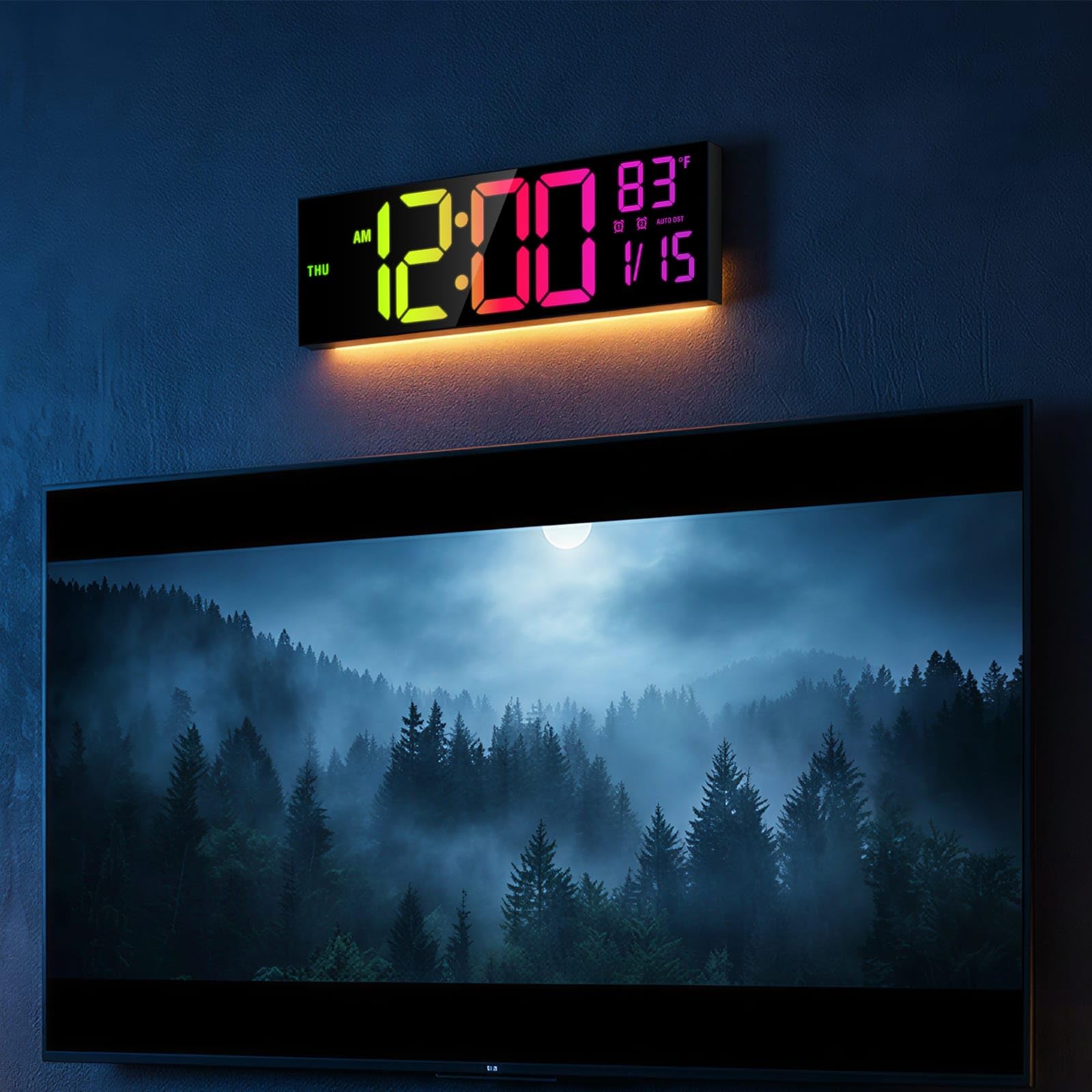 JALL 16inch black digital wall clock closeup