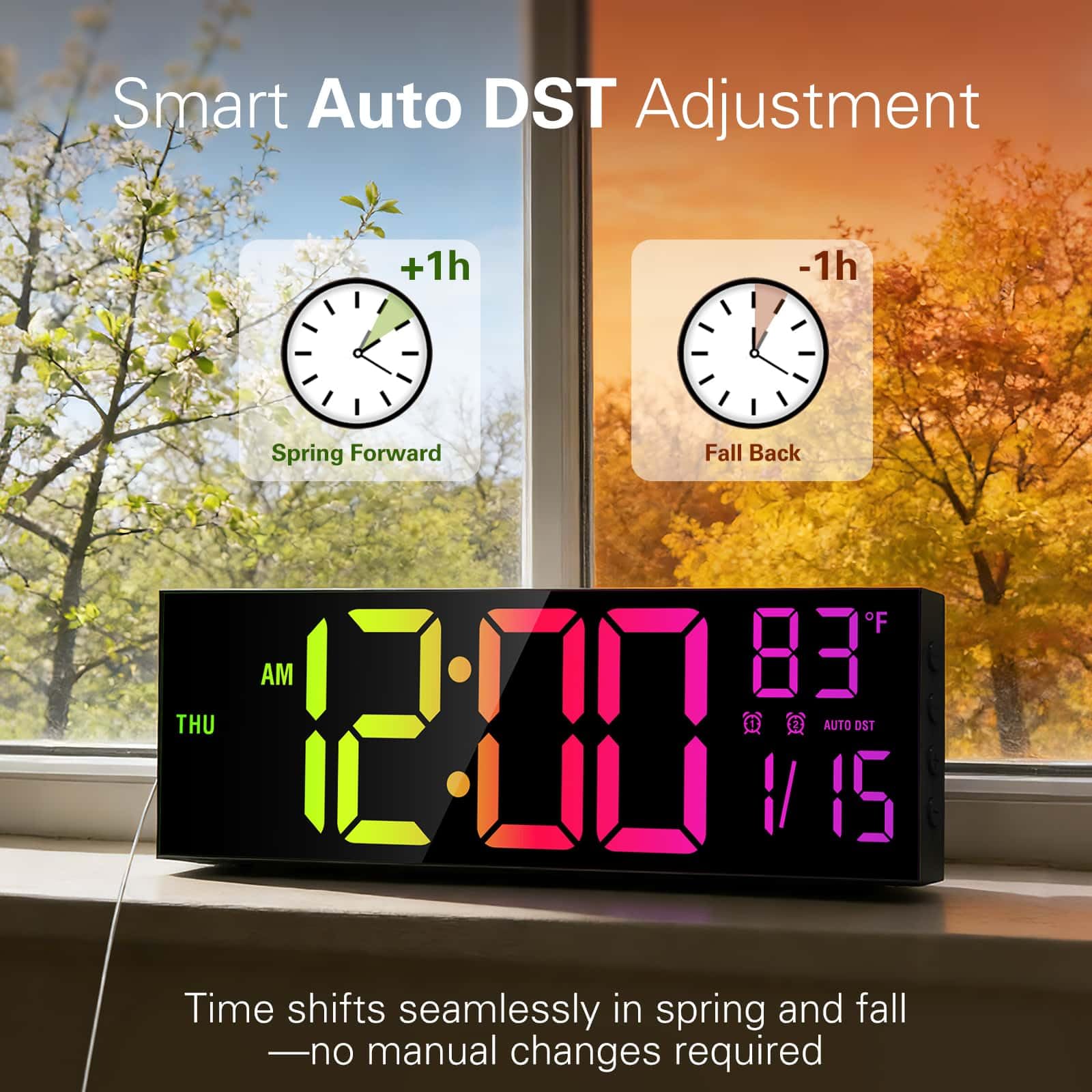 JALL digital wall clock black classroom setup display