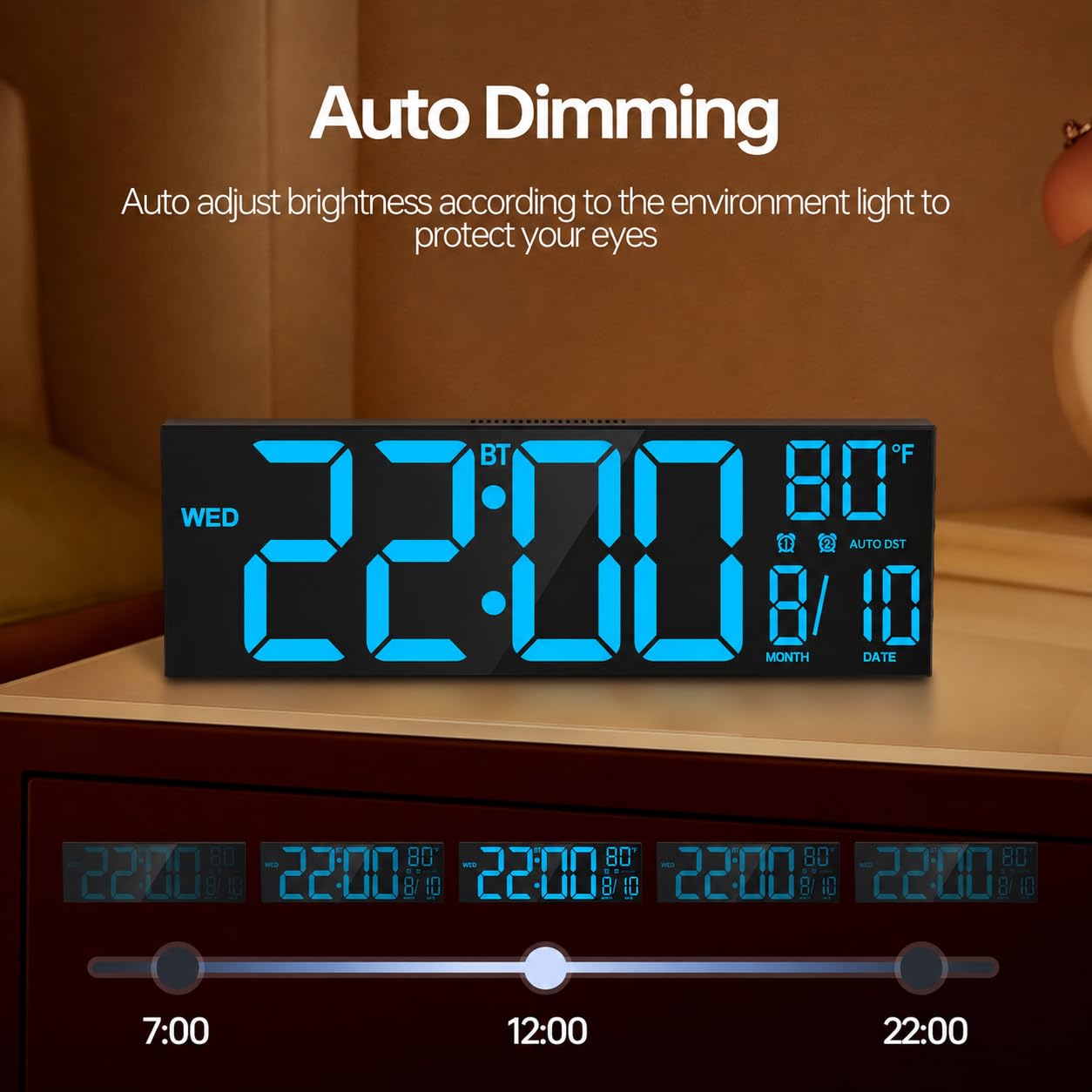 Night light feature on large digital clock