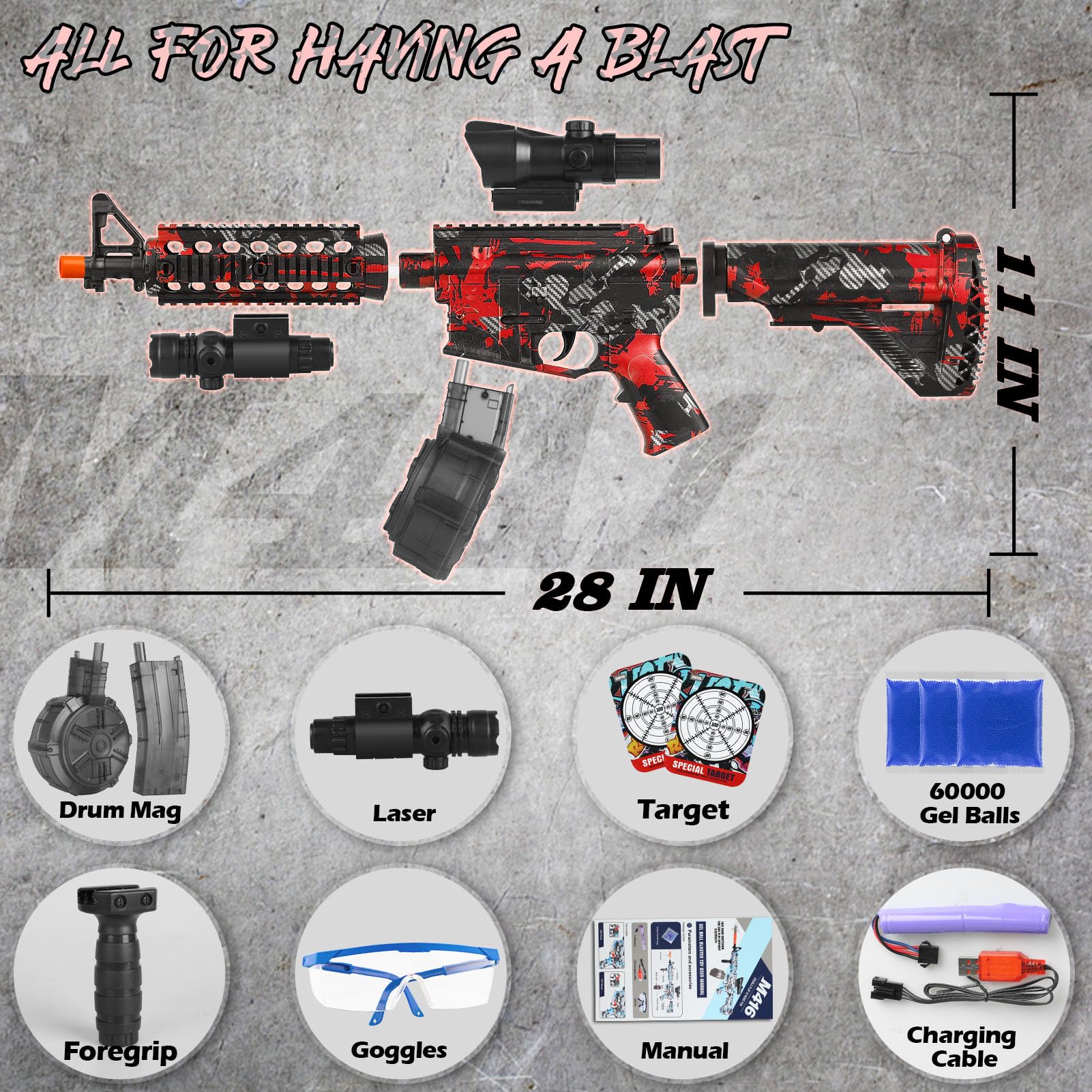 Jam-free motor feature of Large Electric Gel Splat Blaster