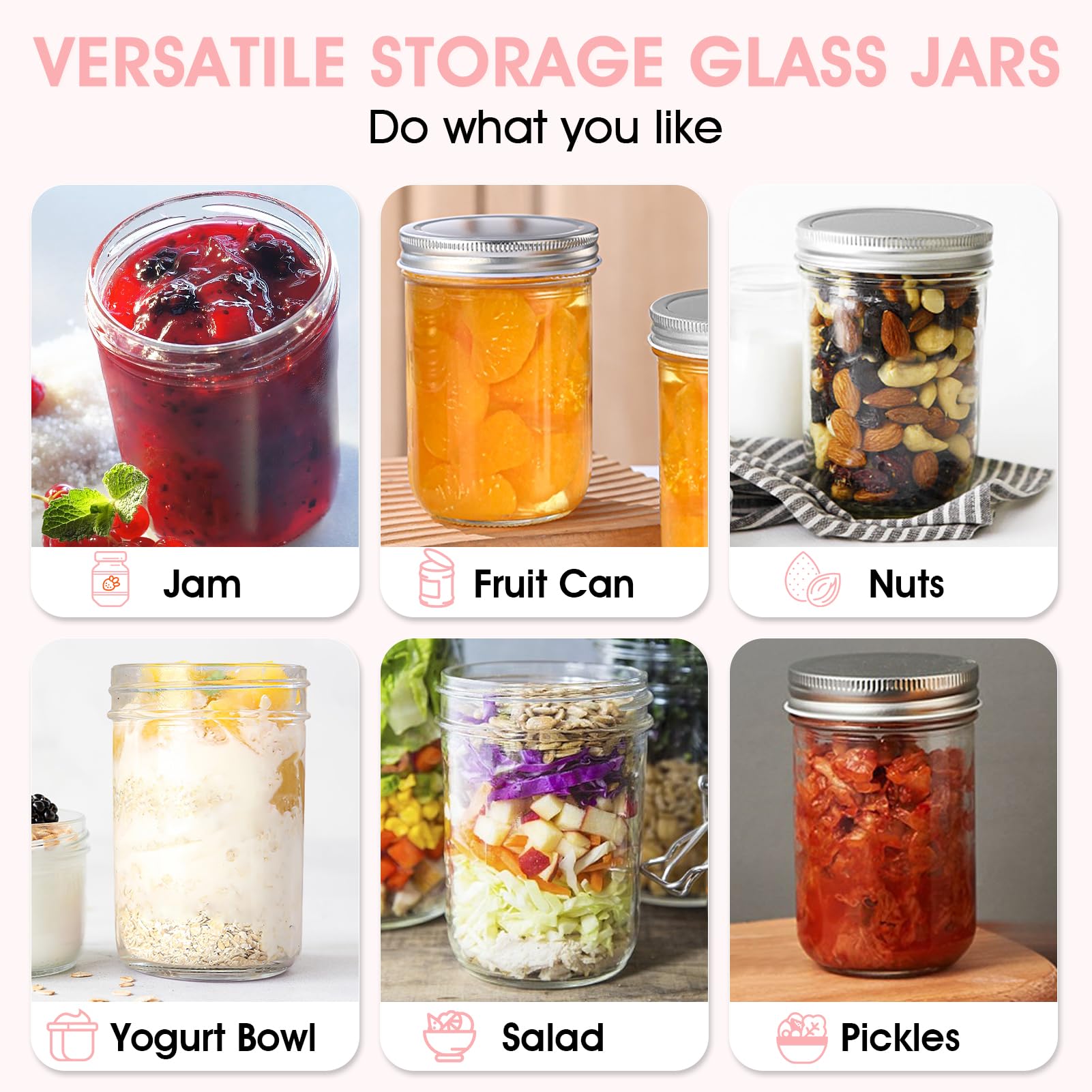 Wedding favors glass jars 16oz pack