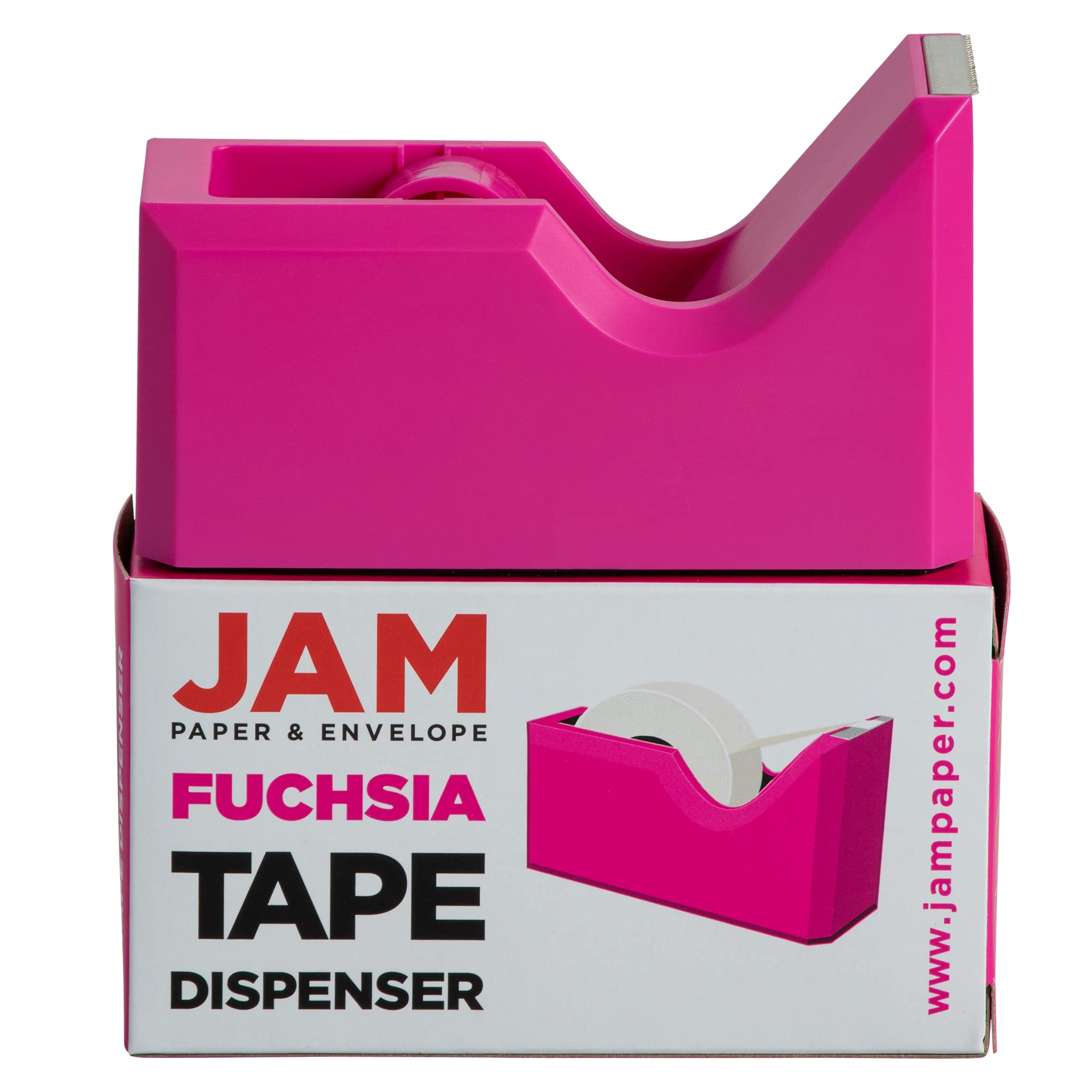 JAM PAPER Colorful Desk Tape Dispensers Pink packaging display