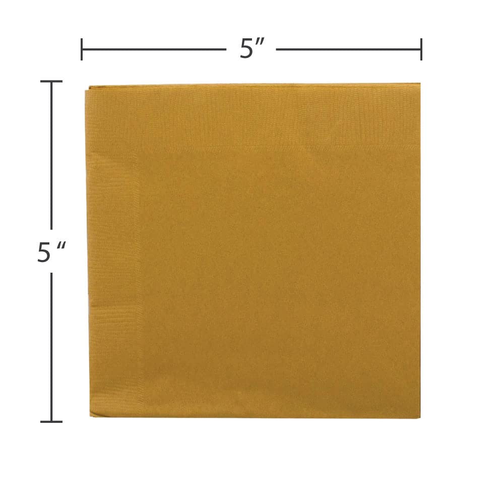Gold 5x5 cocktail napkins by JAM PAPER 50 per pack