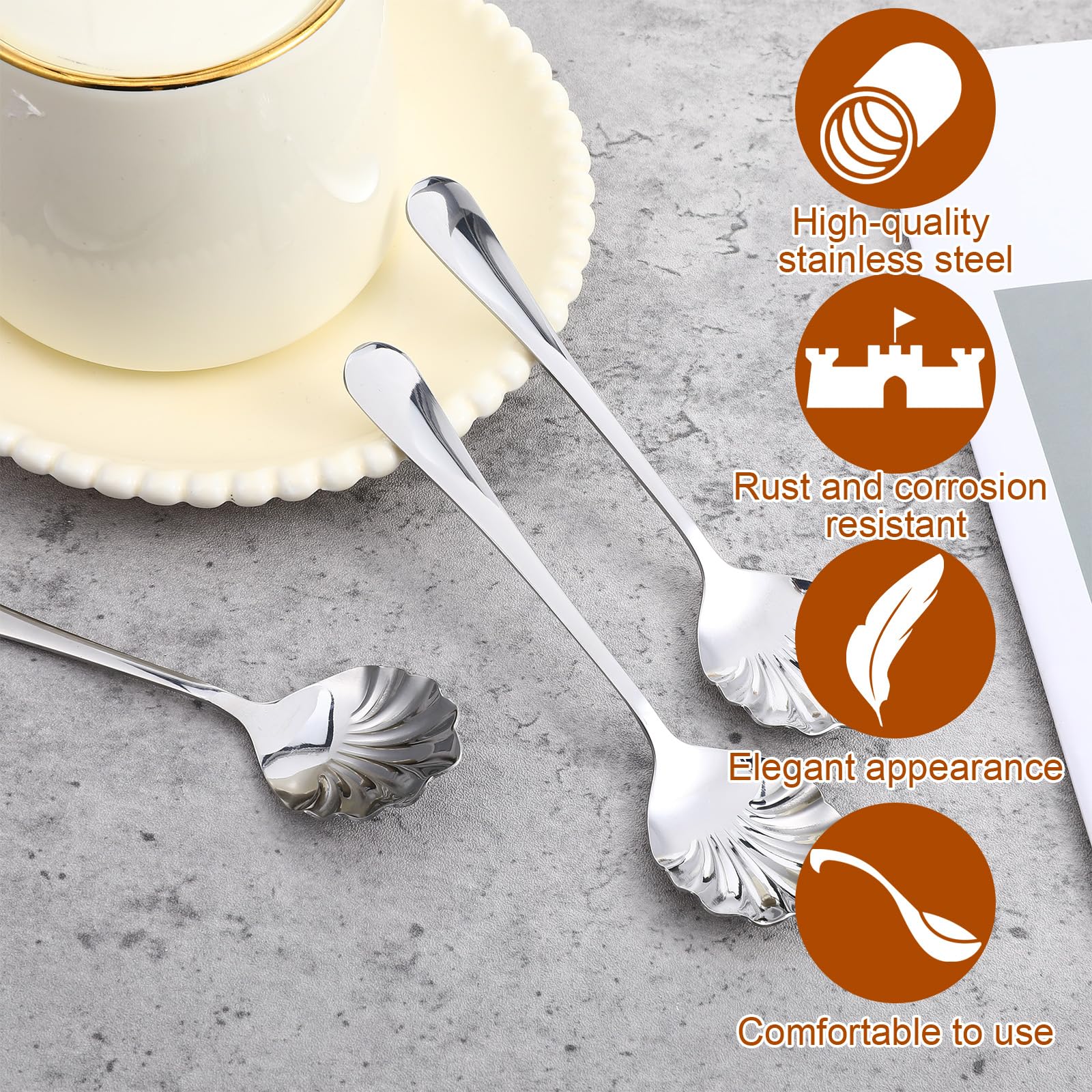 stainless steel dessert spoon with thickened handle