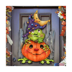Jamie Mills-Price designed wooden door sign for Halloween Jeepers Creepers indoor outdoor